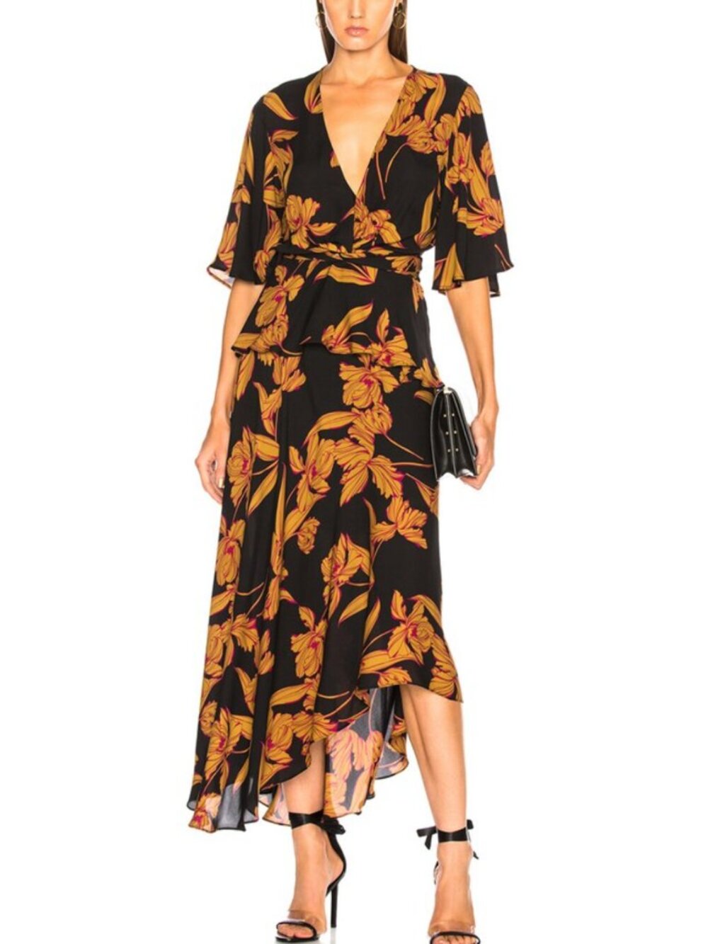 A.L.C. Avi Silk Floral Midi Dress